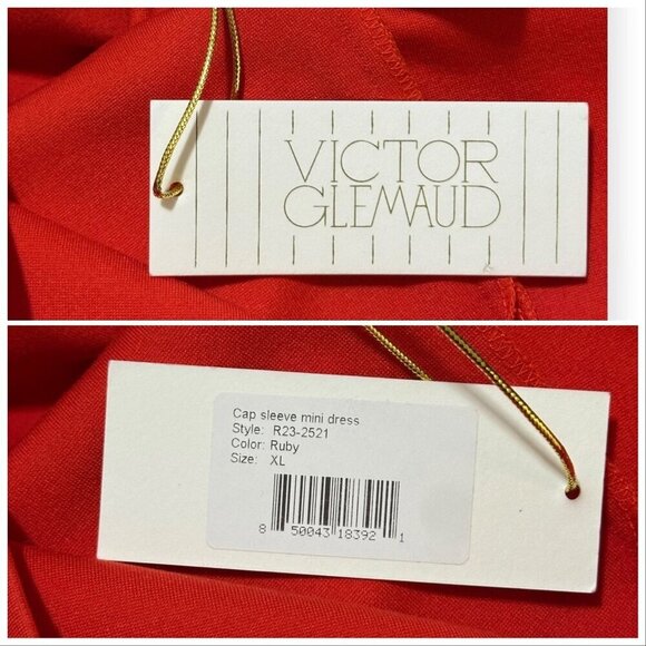 Victor Glemaud Cap Sleeve Bodycon Mini Dress, Red, Size XL, New with tag - Picture 5 of 16